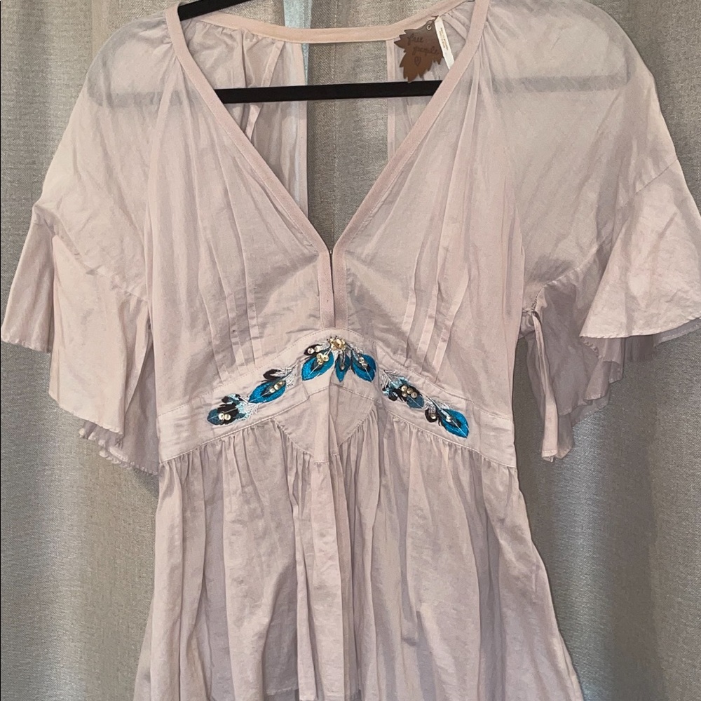 Gauze and embroidered Free people top